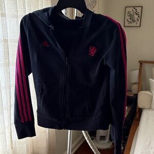 Chelsea FC navy Adidas zip hoodie with Pink Stripes